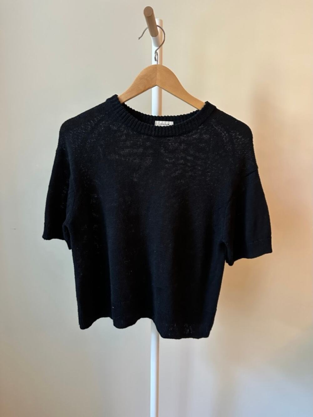 Jigsaw Black 100% Linen Short Sleeve Sweater, Size XS